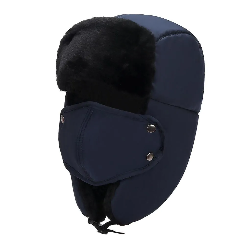 BravemanÂ Unisex Trapper Eskimo Fur-Lined Winter Hunting Hat with Ear Flaps and Removable Mask